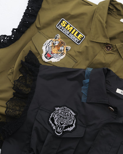 ミリタリーレースリボンベスト(カーキ) リメイク