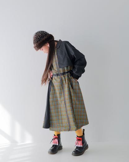 チェックzipperジャケットワンピース   [352-0101-1]