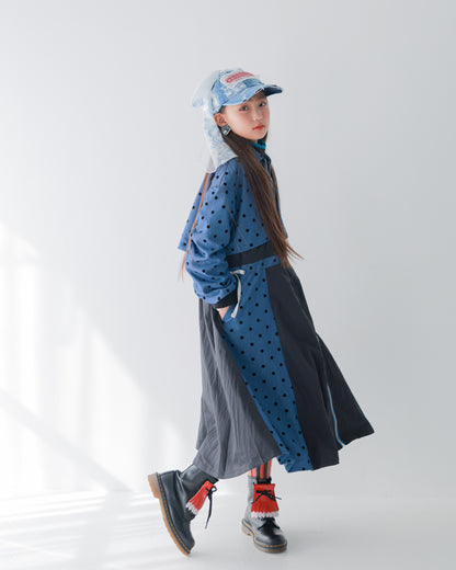 フロッキードットzipperジャケットワンピース   [352-0102-1]