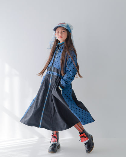 フロッキードットzipperジャケットワンピース   [352-0102-1]