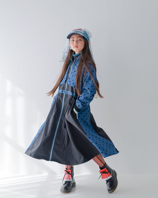 フロッキードットzipperジャケットワンピース   [352-0102-1]