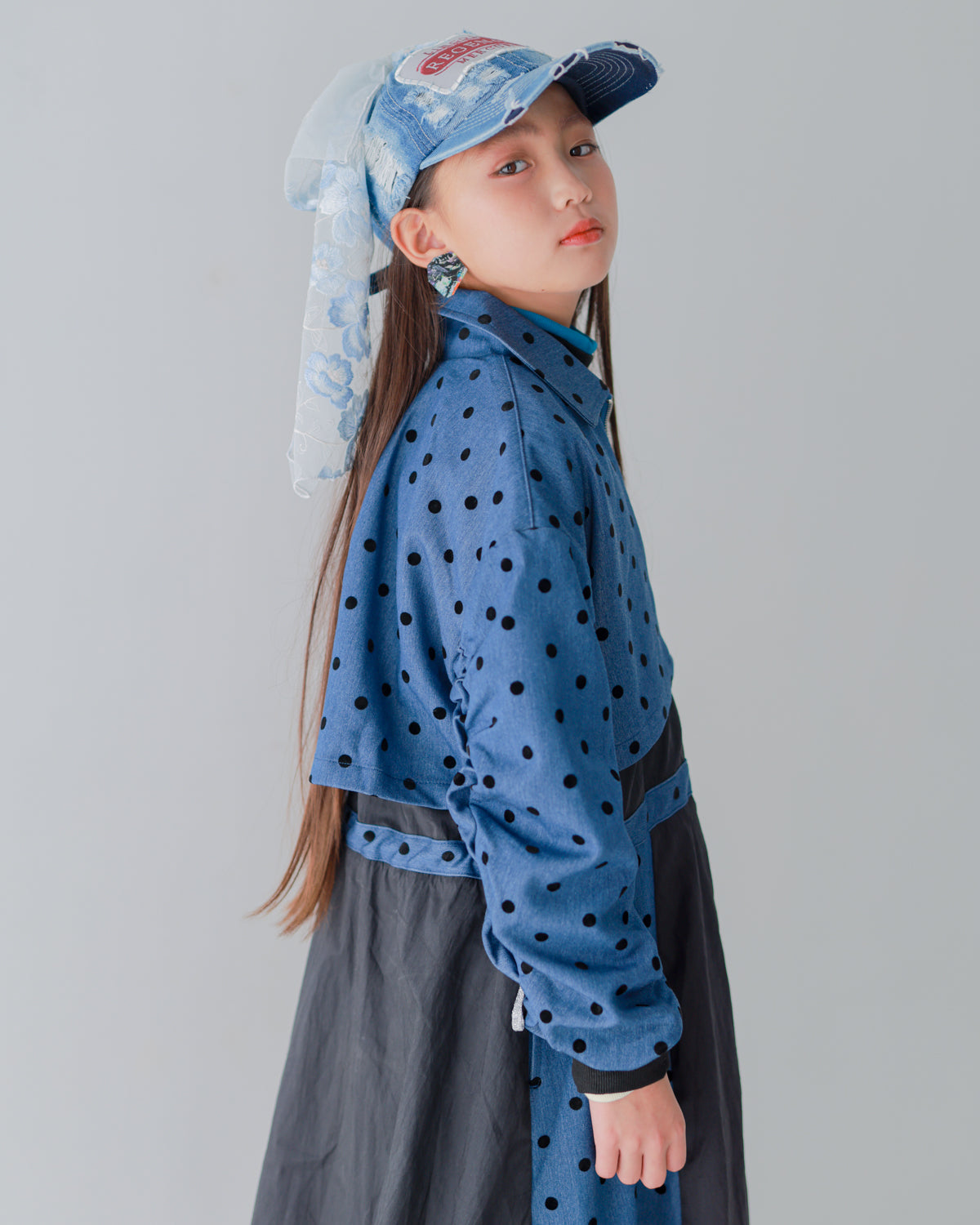 フロッキードットzipperジャケットワンピース   [352-0102-1]