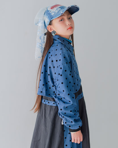 フロッキードットzipperジャケットワンピース   [352-0102-1]