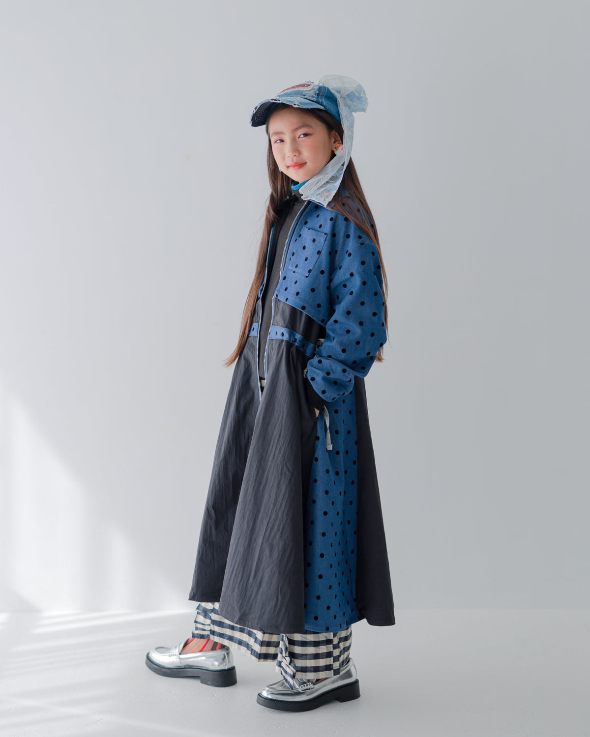 フロッキードットzipperジャケットワンピース   [352-0102-1]