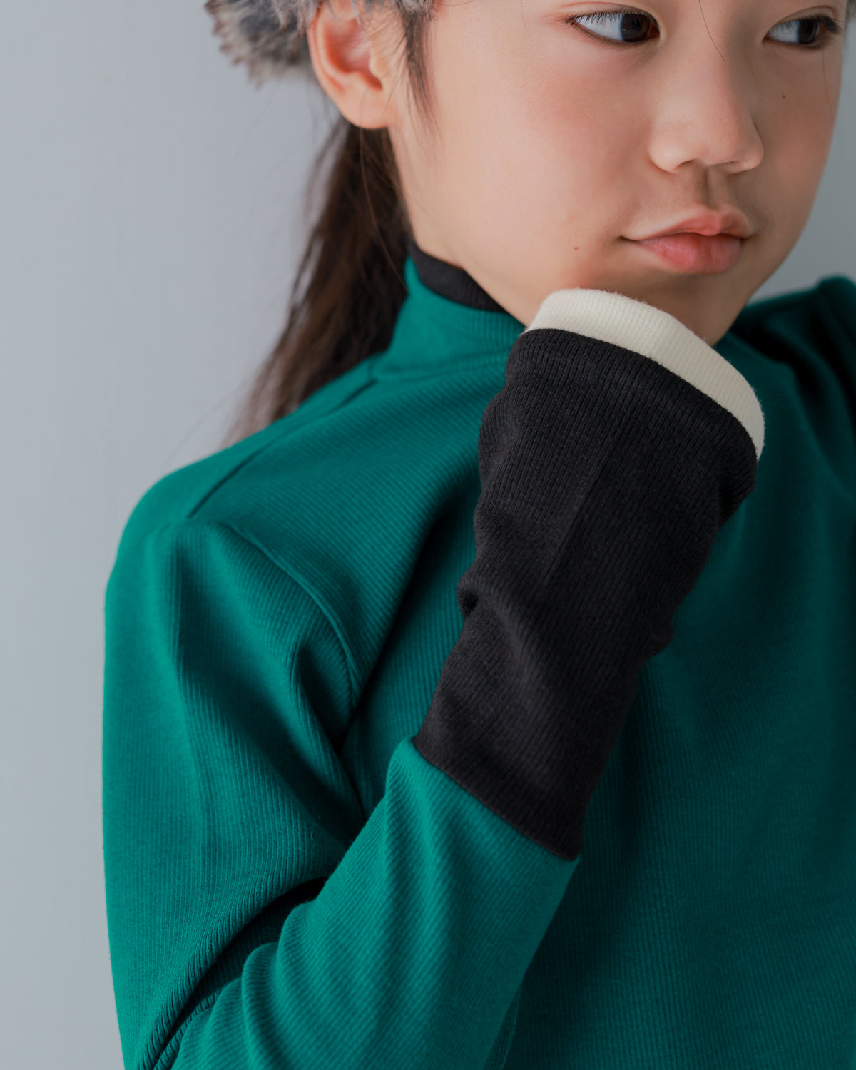 配色フィンガーハイネックtee     [352-1403-1]