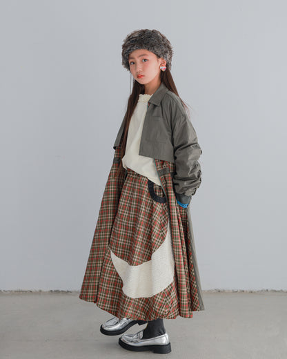 チェックzipperジャケットワンピース   [352-0101-1]