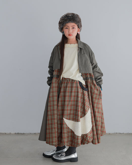 チェックzipperジャケットワンピース   [352-0101-1]