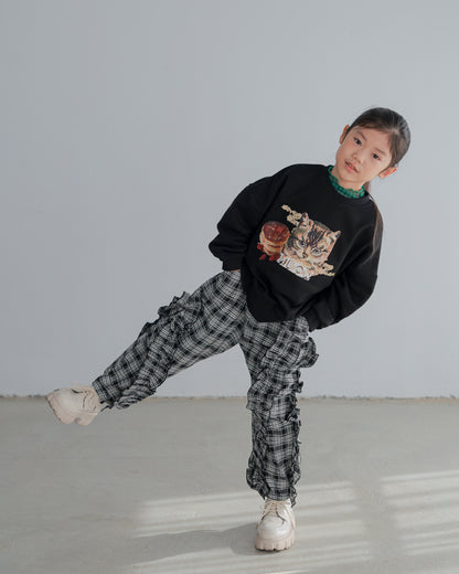 チェックアシメフリルパンツ    [352-0908-1]