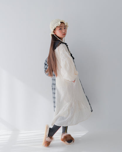 2ピースモノトーンチェック柄ワンピース  [352-0104-1]