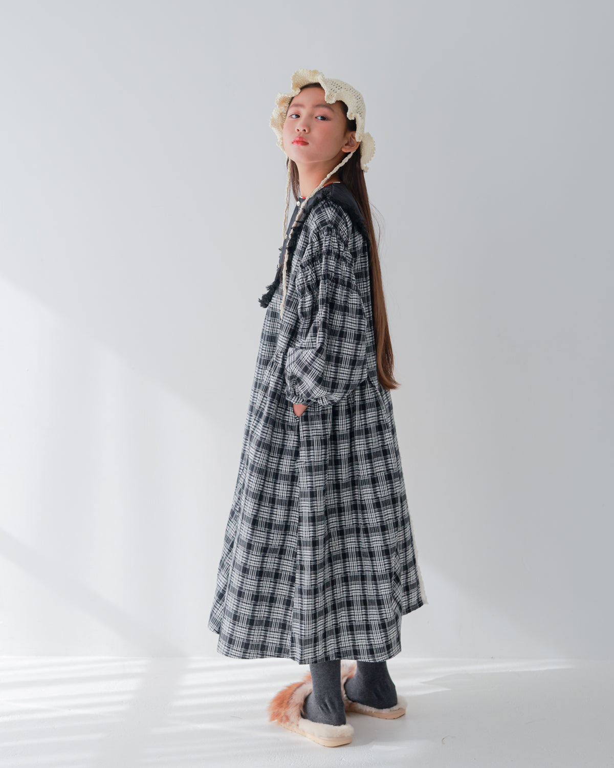 2ピースモノトーンチェック柄ワンピース [352-0104-1] – UNICA