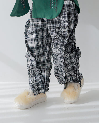 チェックアシメフリルパンツ    [352-0908-1]