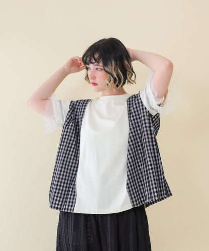 サイドプリーツチェックT  ladies  [251-1401-2]
