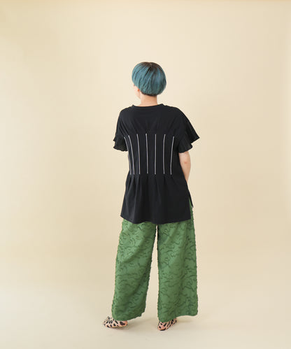 フリンジラインベイカーワイドパンツ ladies         [251-0907-2]