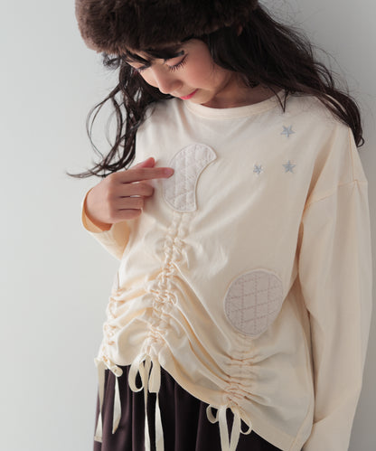 moonパッチワークドローストリングTシャツ  [243-1502-1]