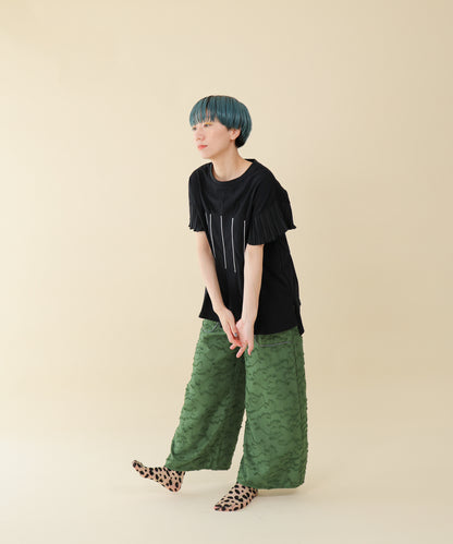 フリンジラインベイカーワイドパンツ ladies         [251-0907-2]
