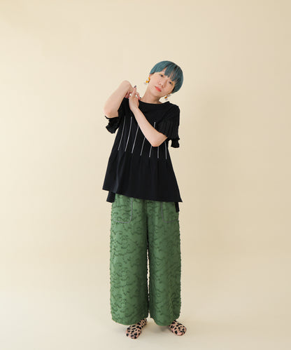フリンジラインベイカーワイドパンツ ladies         [251-0907-2]