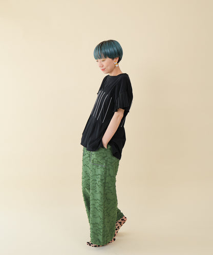 フリンジラインベイカーワイドパンツ ladies         [251-0907-2]