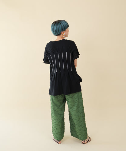 フリンジラインベイカーワイドパンツ ladies         [251-0907-2]