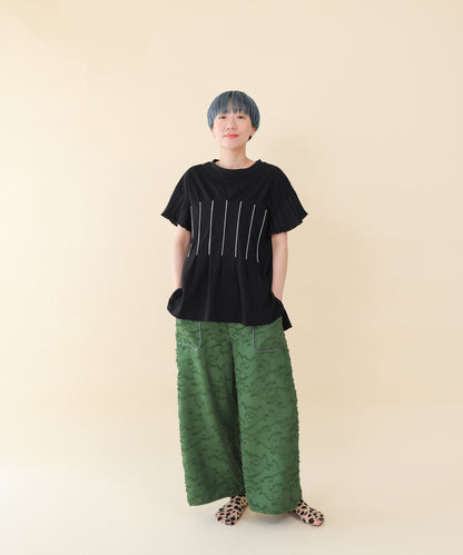 フリンジラインベイカーワイドパンツ ladies         [251-0907-2]