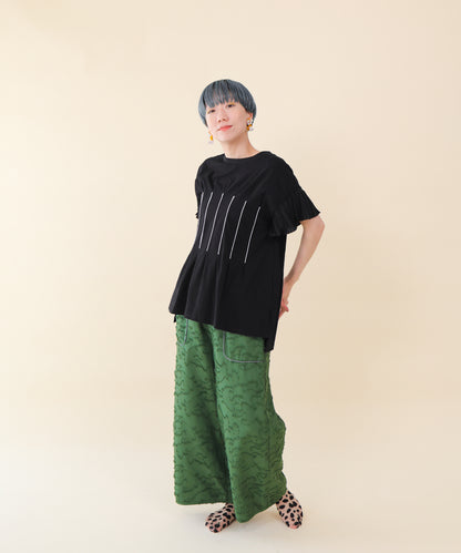 フリンジラインベイカーワイドパンツ ladies         [251-0907-2]