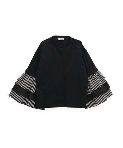 ストライプフリルスリーブTシャツ　 [243-1511-1]