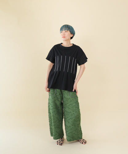 パイピングプリーツスリーブT ladies  [251-1403-2]
