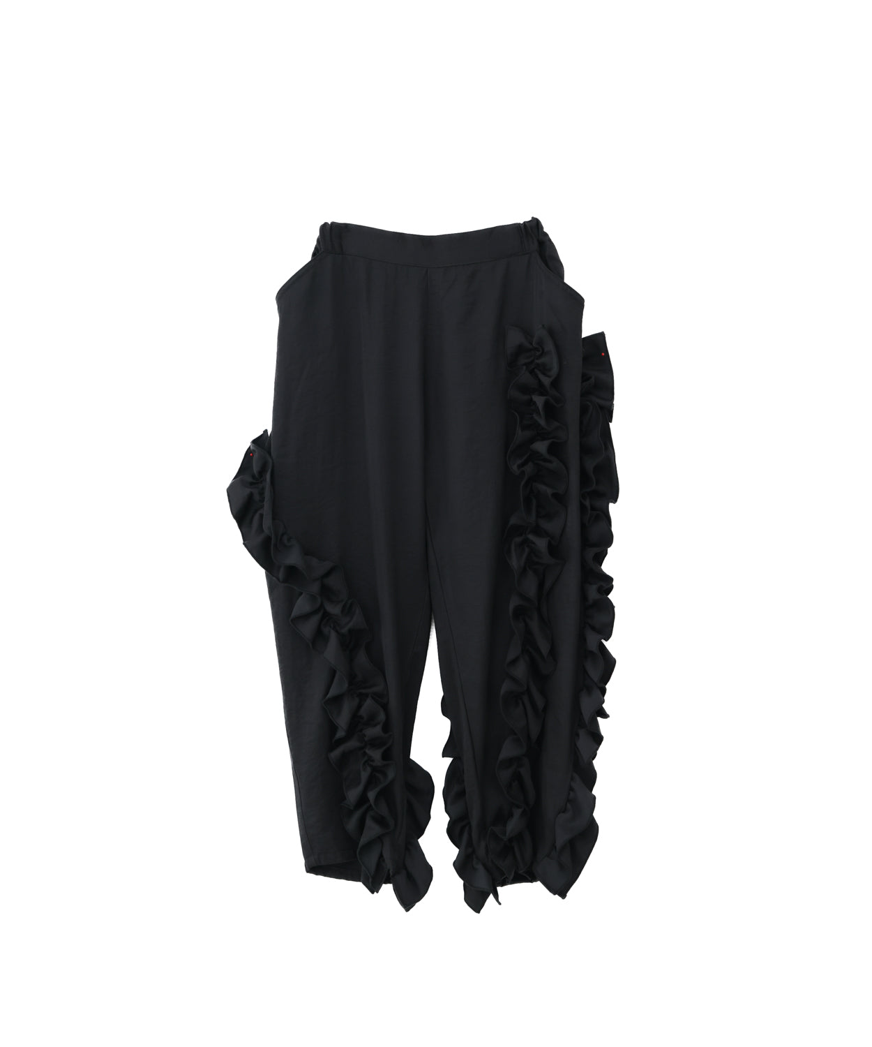 【g.v.g.v.】サイドフリルパンツ ブラック　日本製 アシメフリルパンツ ladies [251-0905-2] – UNICA