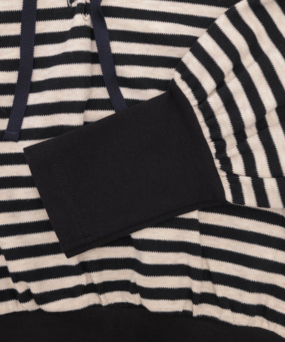 ボーダーセーラーカラーアームウォーマー風カットソー  ladies [243-1504-2]