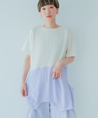 バイカラー変形T ladies　　[241-1505-2]