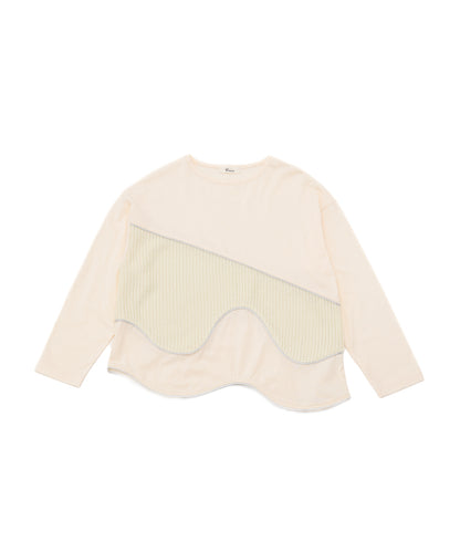 ウェーブパイピング切り替えTシャツ　ladies [243-1506-2]