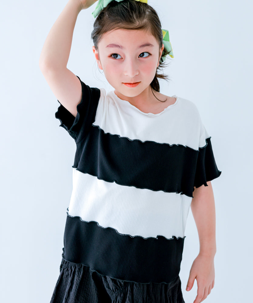 パネルボーダーメロウTシャツ　　[241-1509-1]