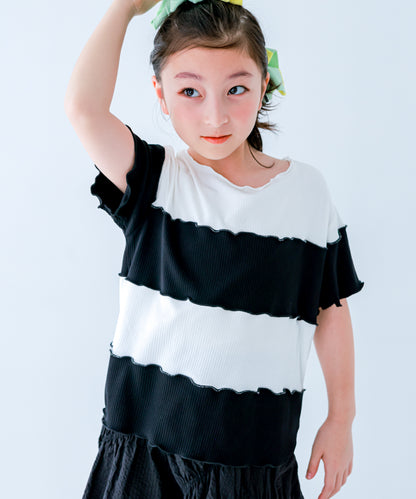 パネルボーダーメロウTシャツ　　[241-1509-1]