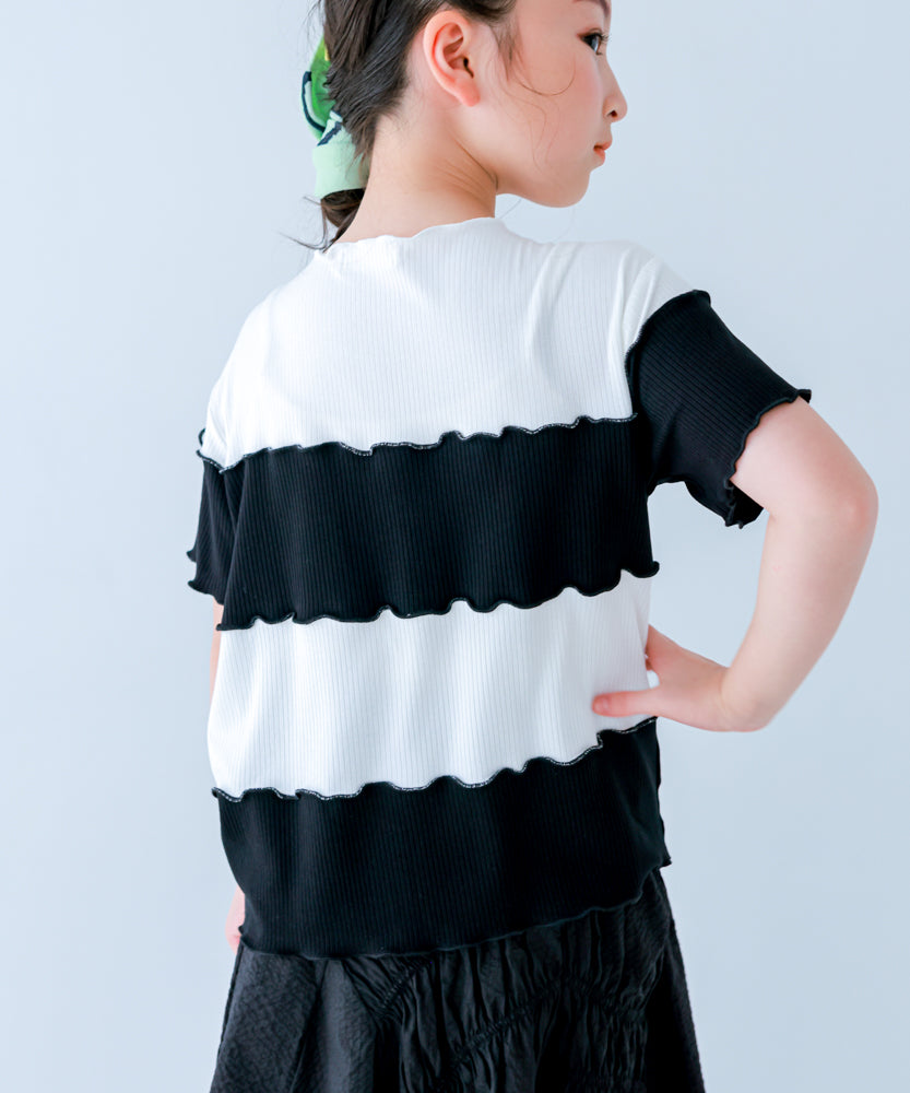 パネルボーダーメロウTシャツ　　[241-1509-1]
