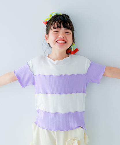 パネルボーダーメロウTシャツ　　[241-1509-1]