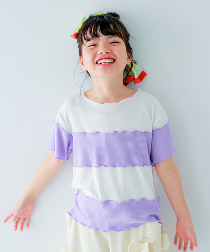 パネルボーダーメロウTシャツ　　[241-1509-1]