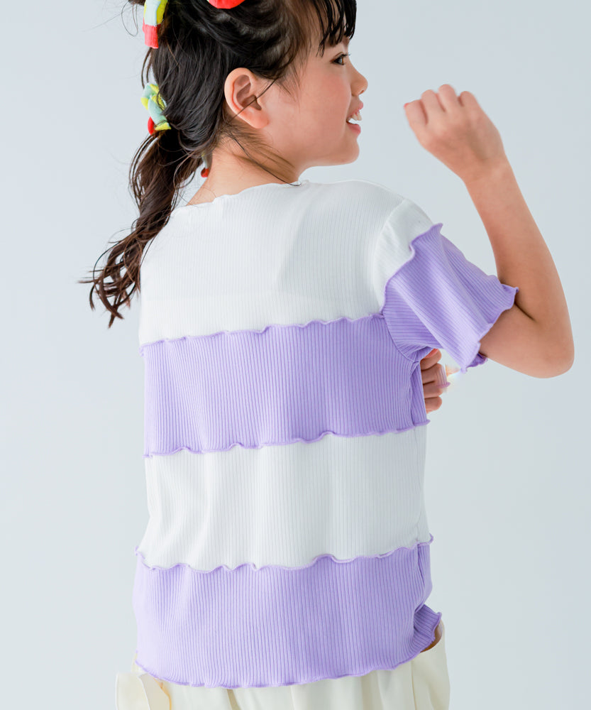 パネルボーダーメロウTシャツ　　[241-1509-1]