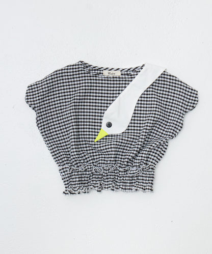 スワンスカラップギンガムTシャツ　　[241-1511-1]
