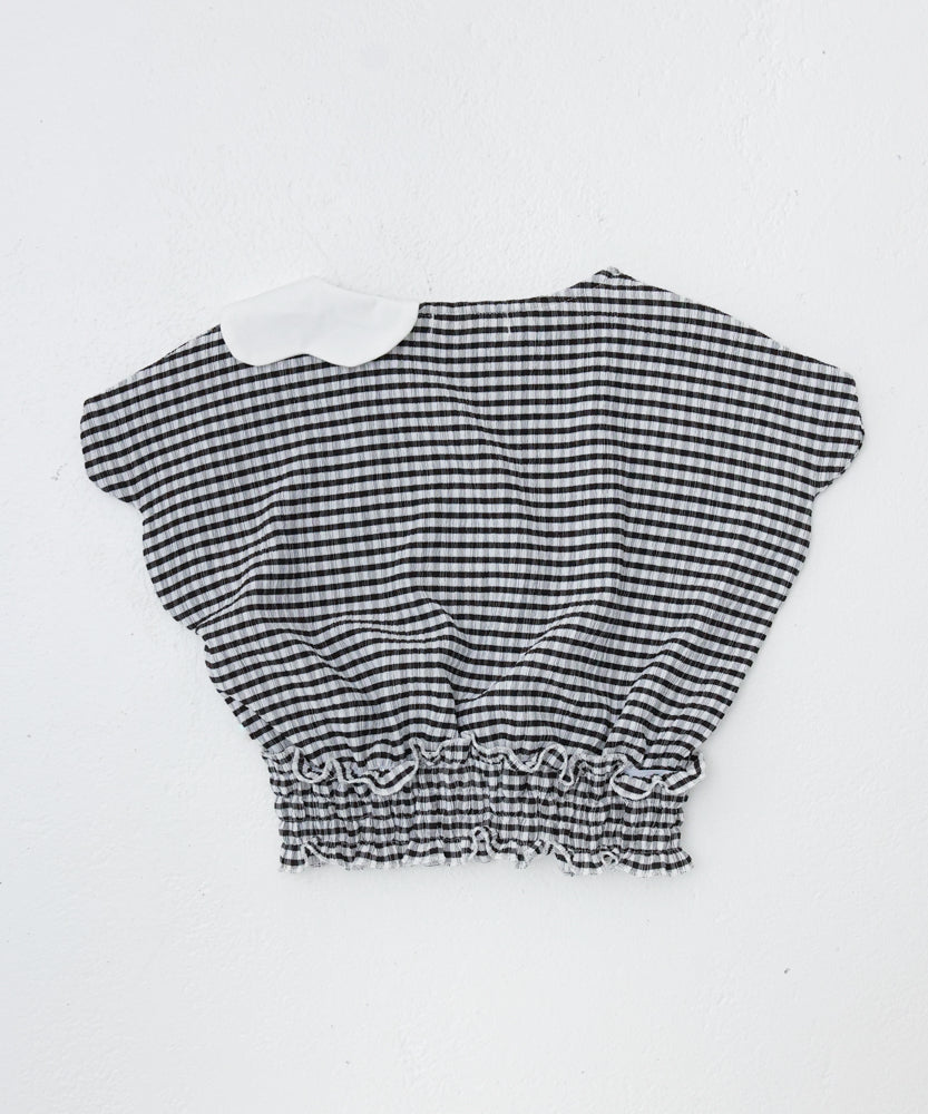 スワンスカラップギンガムTシャツ　　[241-1511-1]