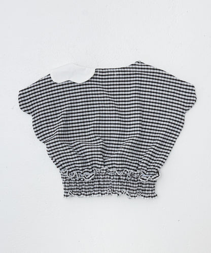 スワンスカラップギンガムTシャツ　　[241-1511-1]