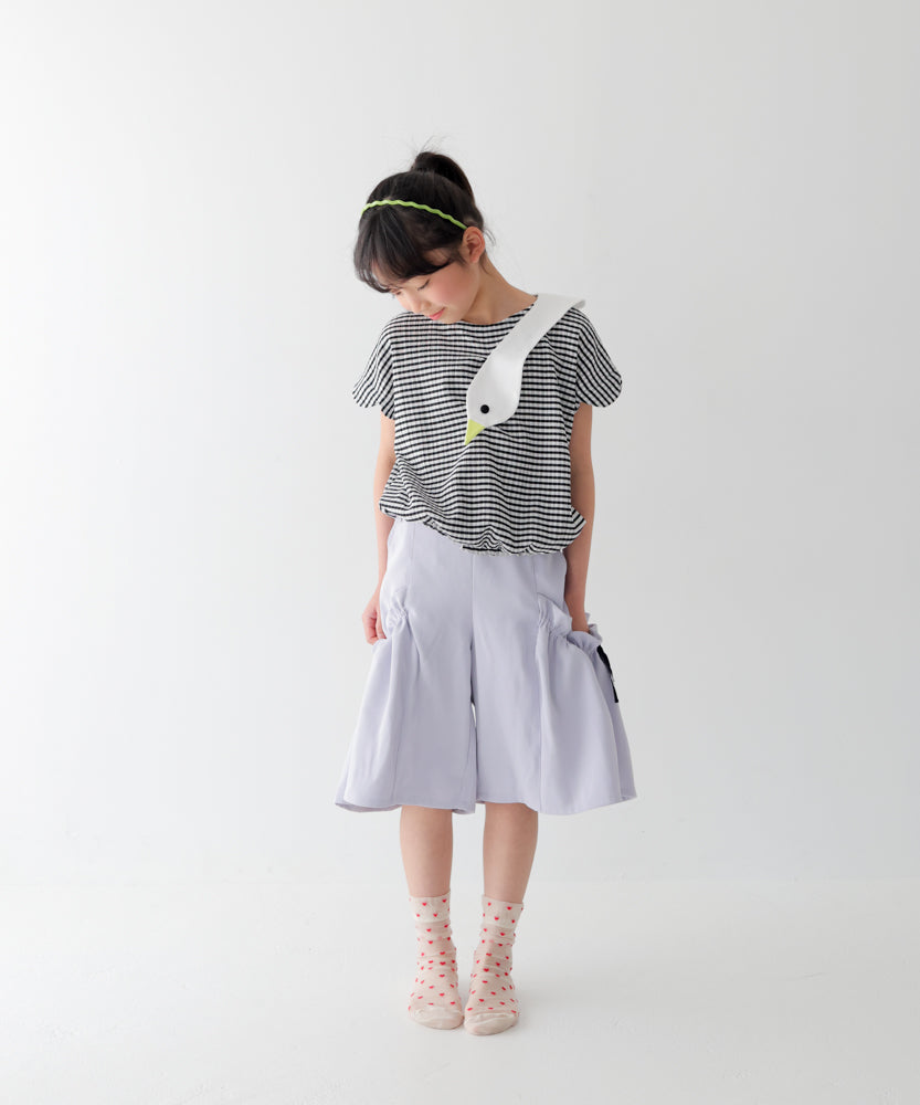 スワンスカラップギンガムTシャツ　　[241-1511-1]