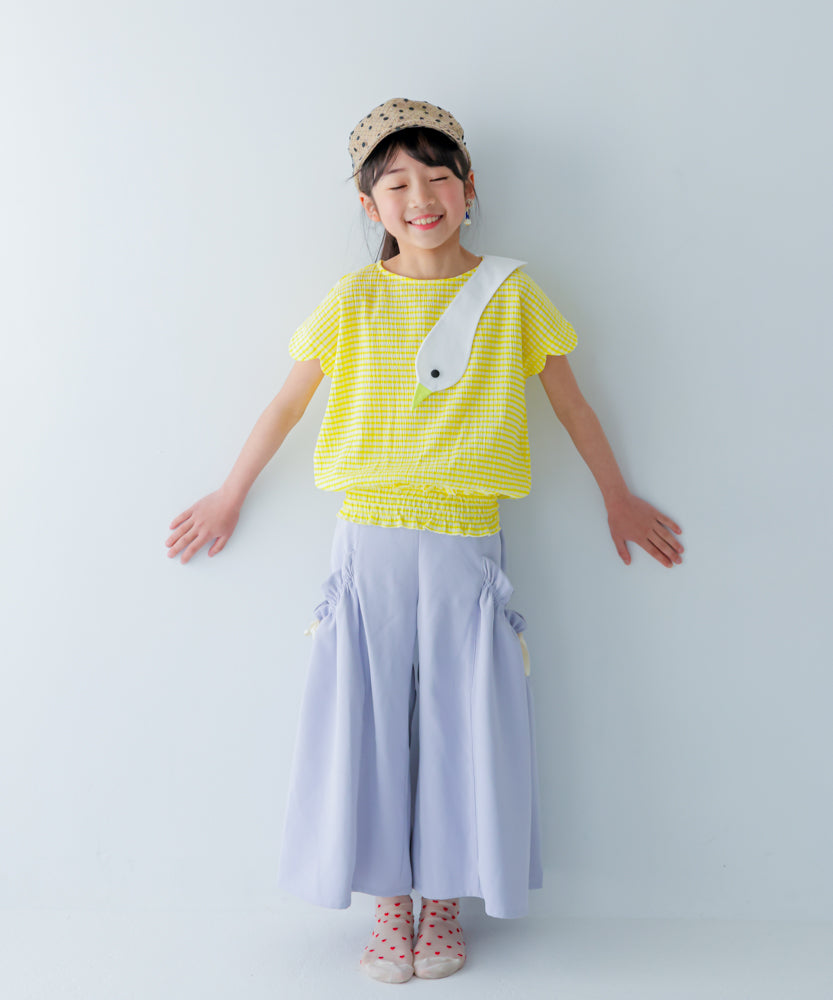 スワンスカラップギンガムTシャツ　　[241-1511-1]