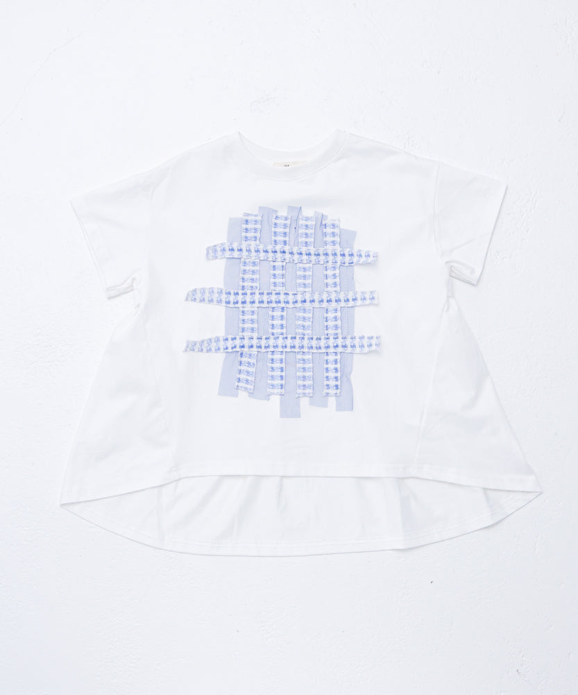 格子柄デザインTシャツ ladies　　[241-1517-2]