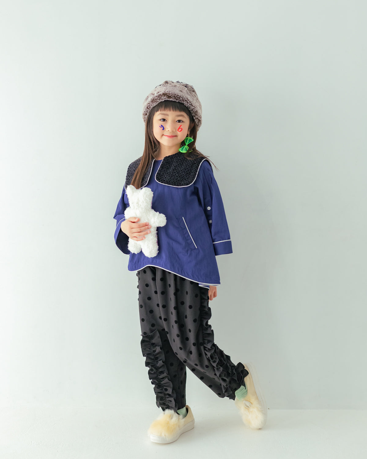 フロッキードットフリルパンツ[362-0908-1]