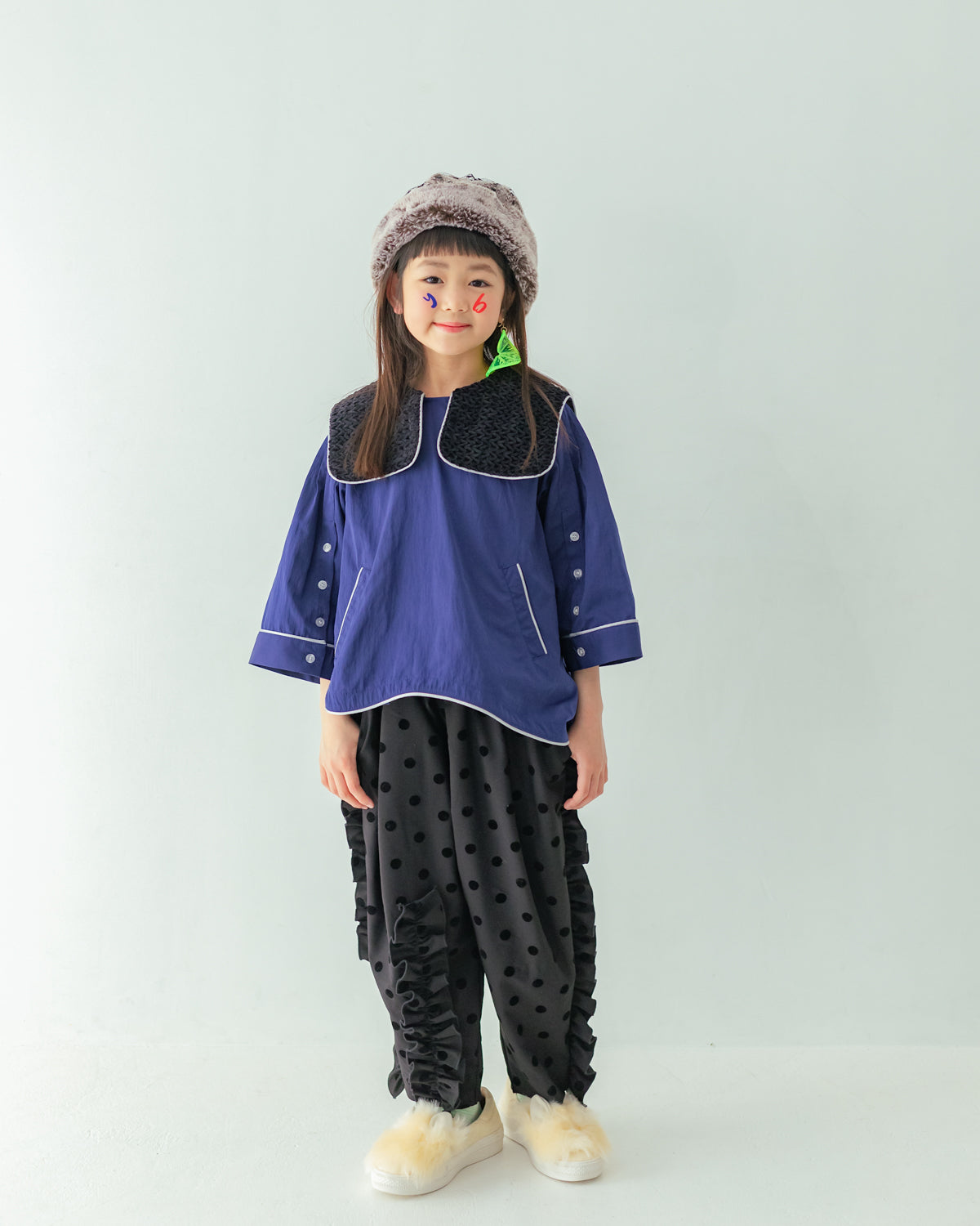 フロッキードットフリルパンツ[362-0908-1]