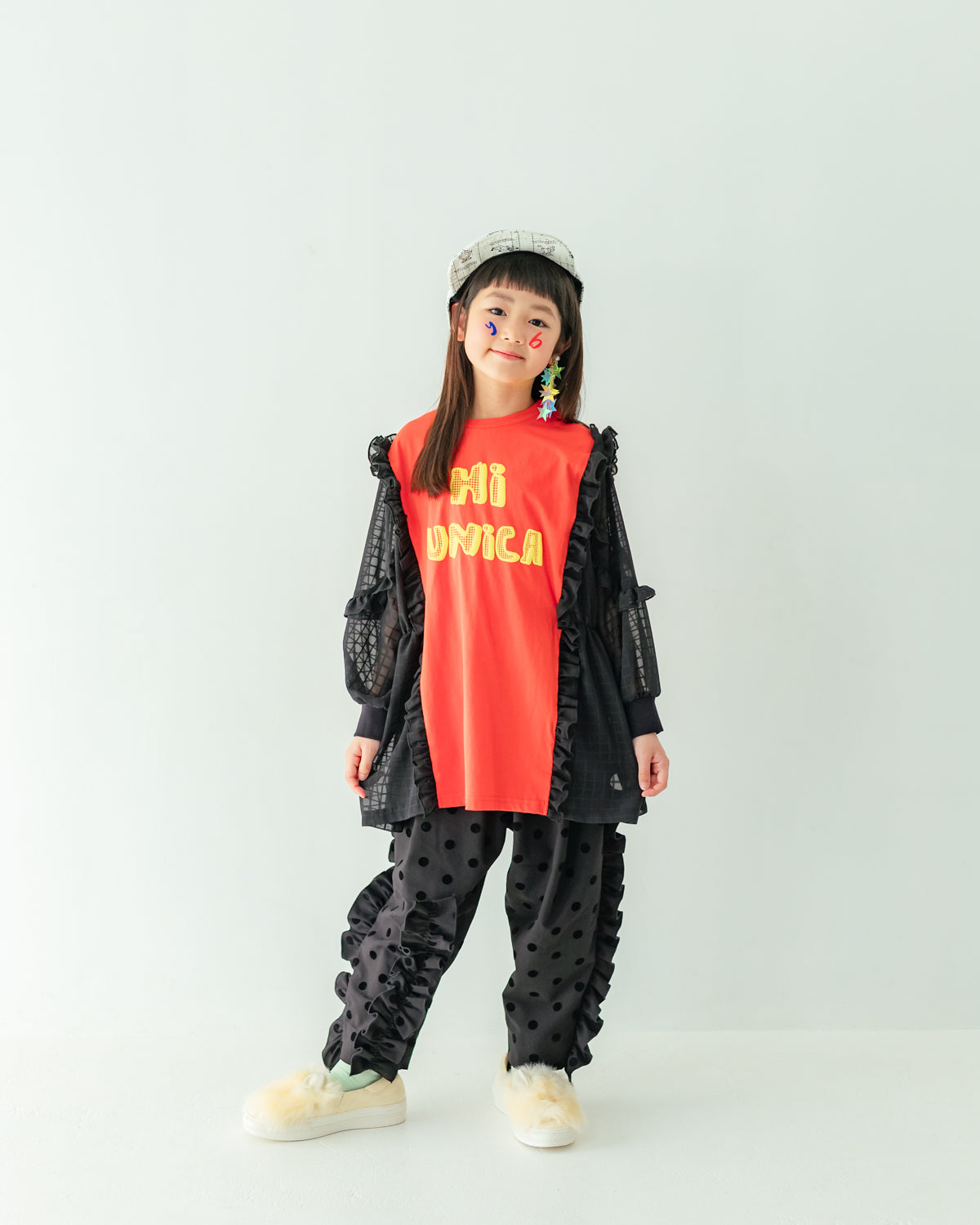 フロッキードットフリルパンツ[362-0908-1]
