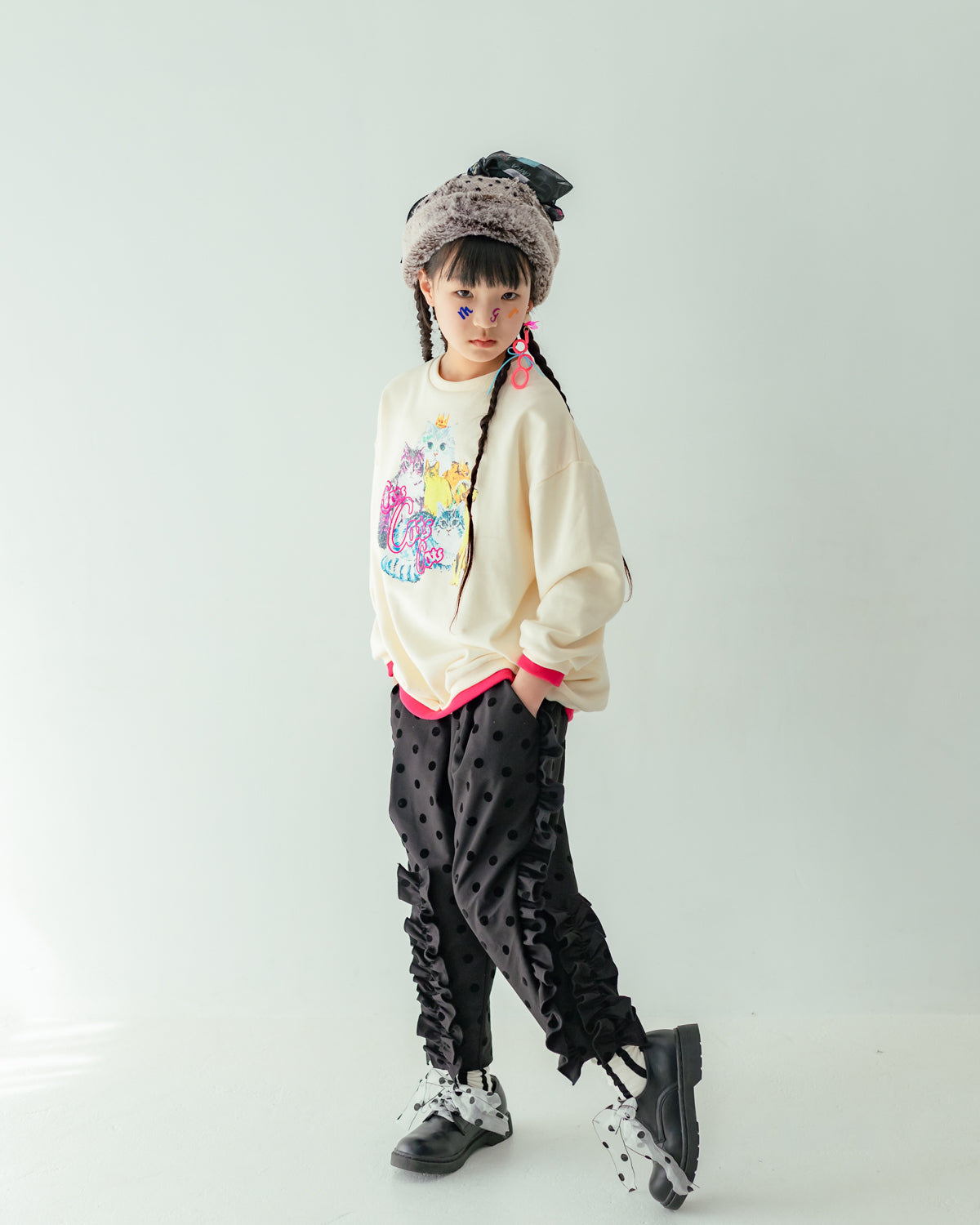 フロッキードットフリルパンツ[362-0908-1]