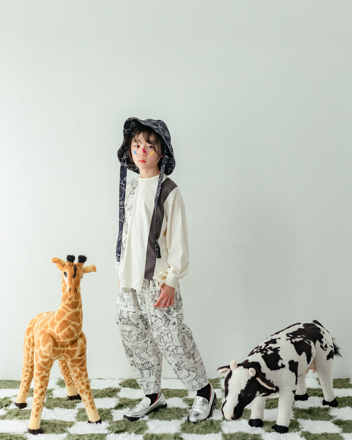 線條動物圖紋錐形褲 [362-0906-1]