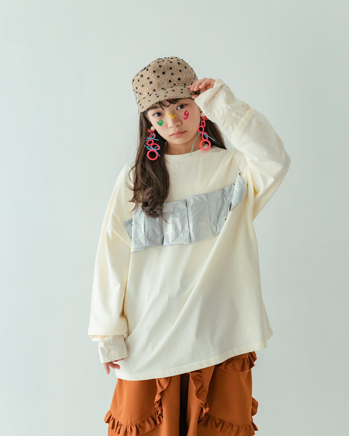 メタリックフォールド tee[362-1411-1]