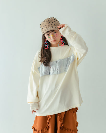 メタリックフォールド tee[362-1411-1]