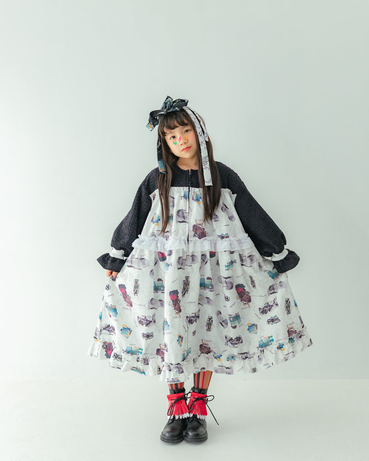 コラージュジャーニーzipワンピース[362-0102-1]